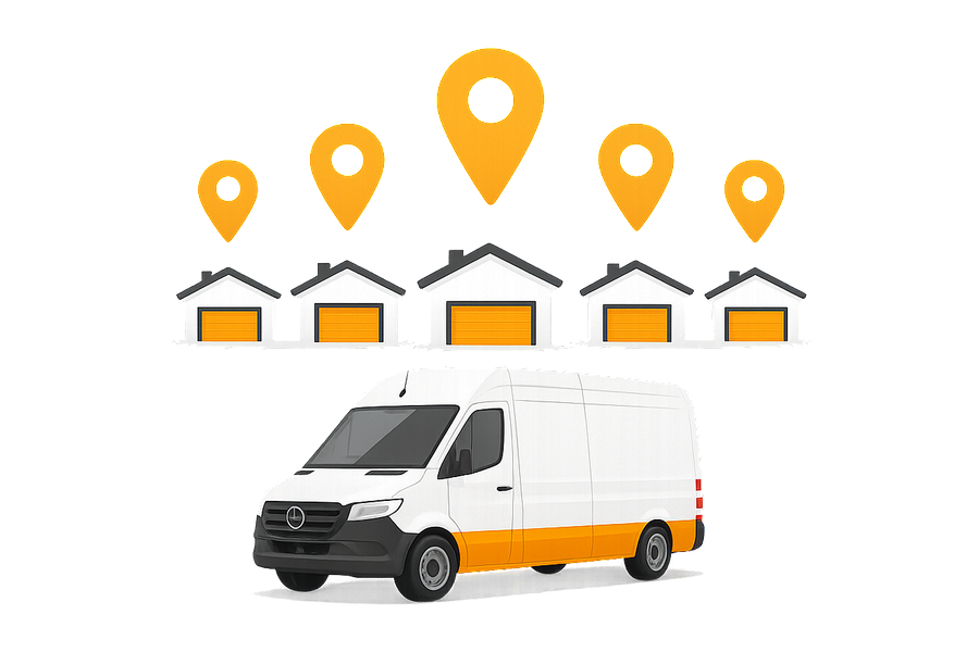 Navarro Garage Door service van covering Millbrae, California